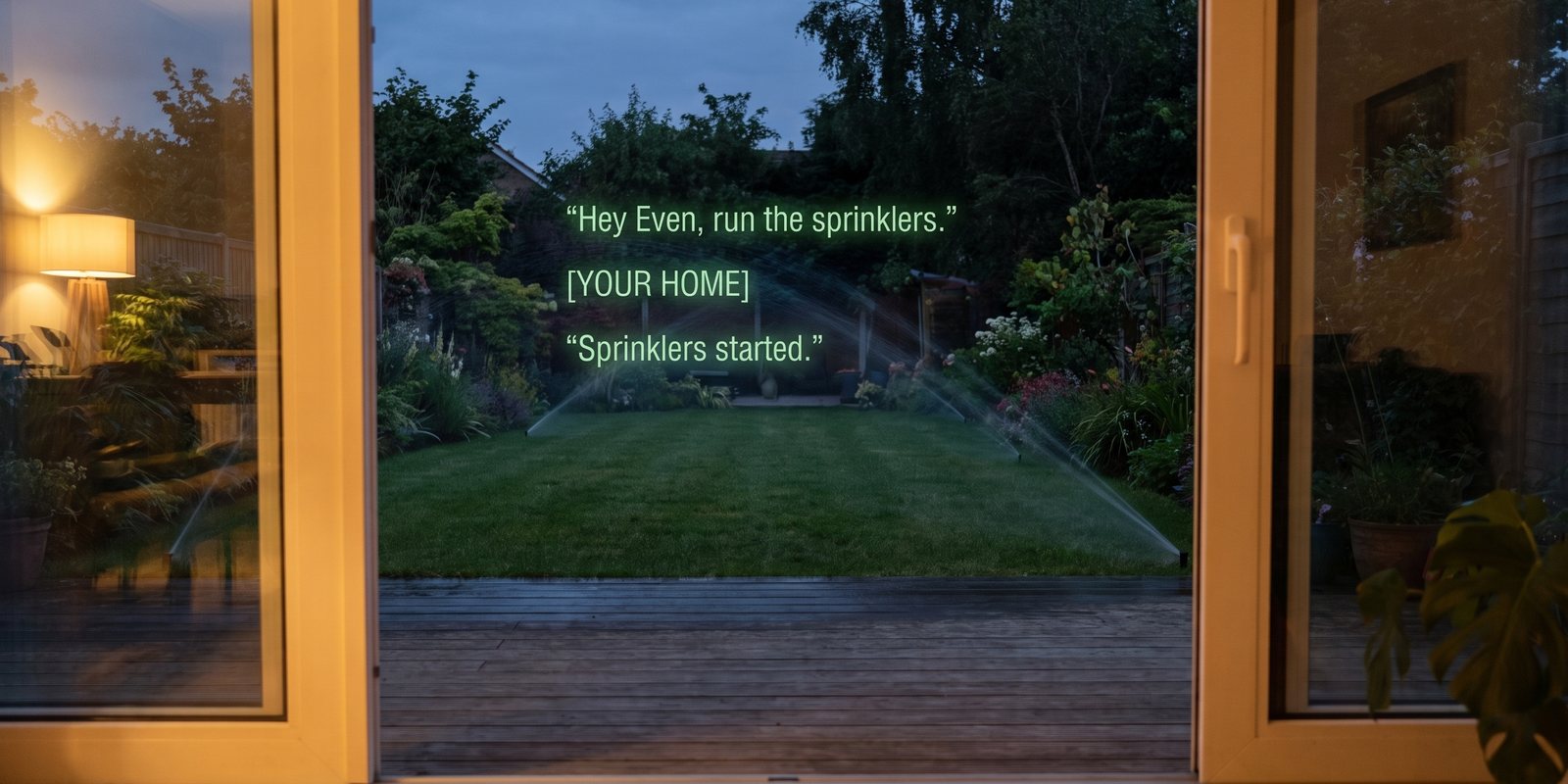 Seen through the glasses: Hey Even, run the sprinklers — Sprinklers started